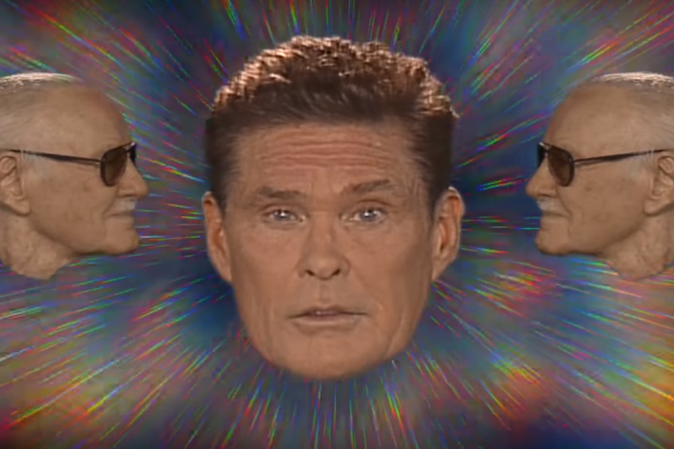 David Hasselhoff e Stan Lee em clipe de "Guardians' Inferno", parte do lançamento digital e em Blu-ray de Guardiões da Galáxia Vol. 2