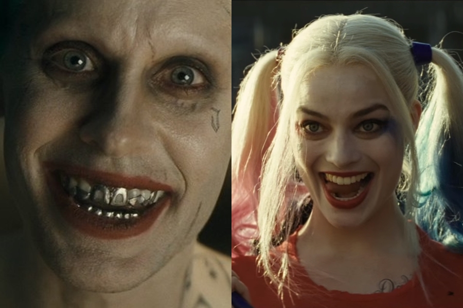 Jared Leto e Margot Robbie como Coringa e Arlequina em Esquadrão Suicida