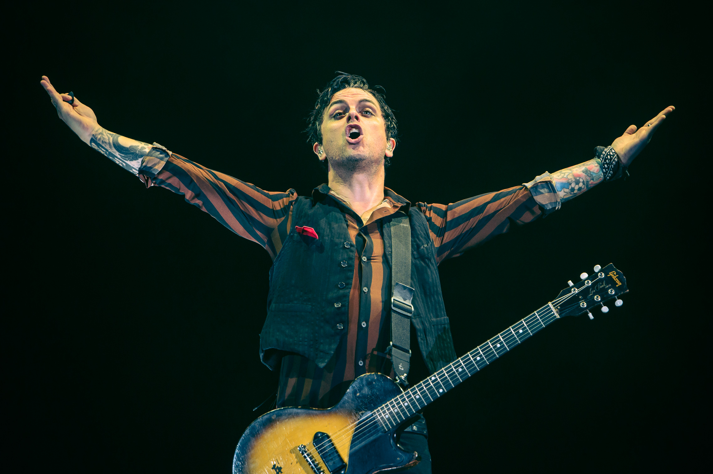 Green Day durante show na Arena Anhembi, em São Paulo