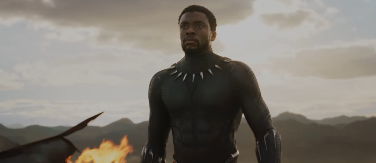 O ator Chadwick Boseman como o Pantera Negra.