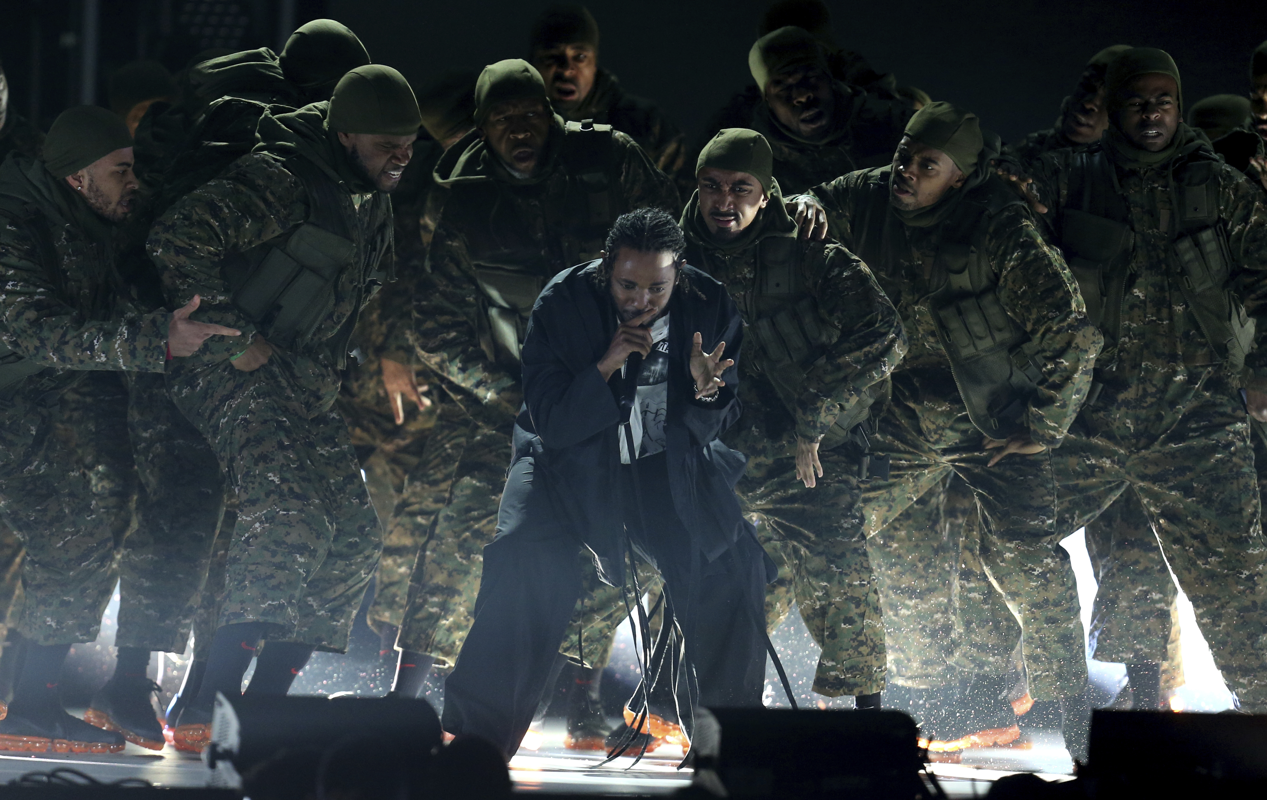 Kendrick Lamar em sua performance no Grammy 2018