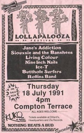 Cartaz da primeira edição do festival Lollapalooza