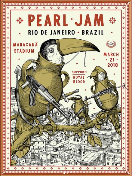 Cartaz do show do Pearl Jam, de 21 de março, no Maracanã
