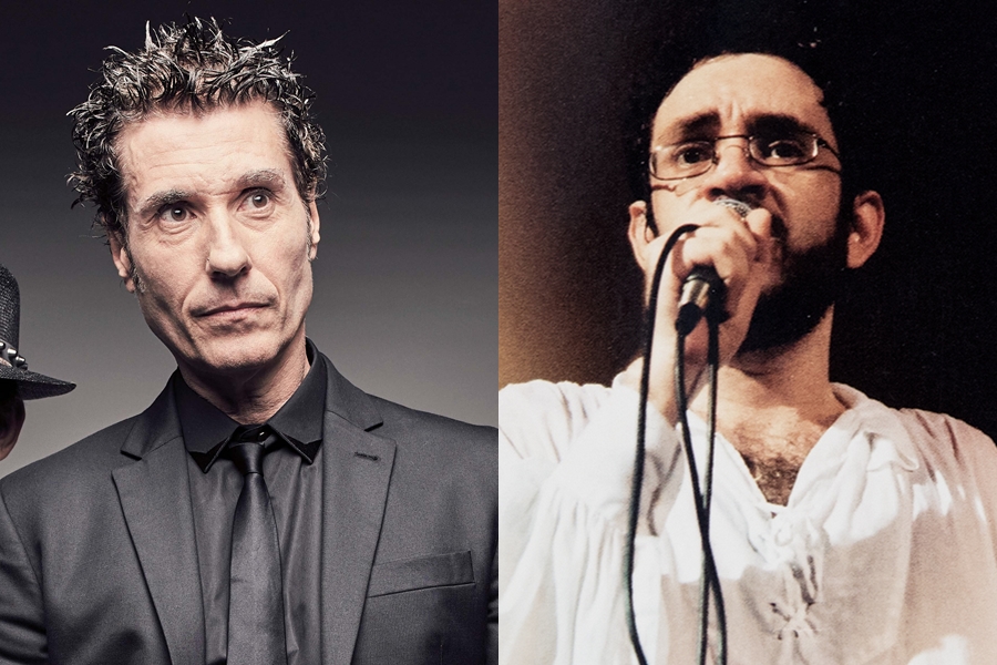 Dinho Ouro Preto, vocalista do Capital Inicial, e Renato Russo, finado líder do Legião Urbana