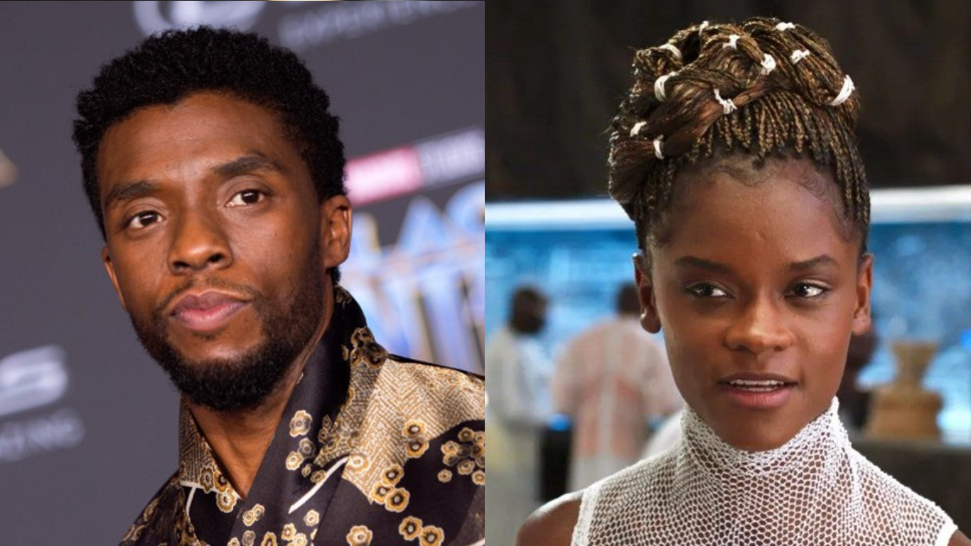Chadwick Boseman e Letitia Wright: homenagem em Pantera Negra