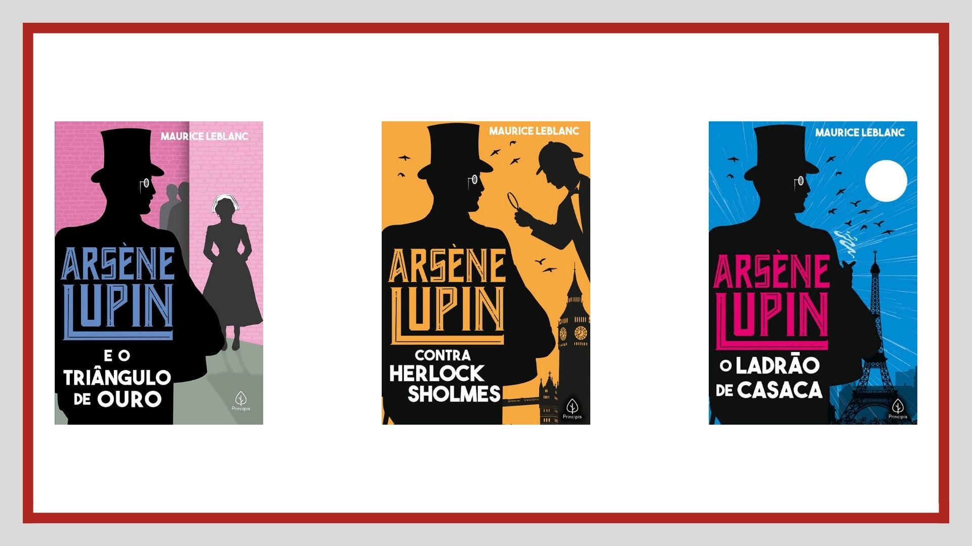 Capas das obras escritas por Maurice Leblanc disponíveis na Amazon