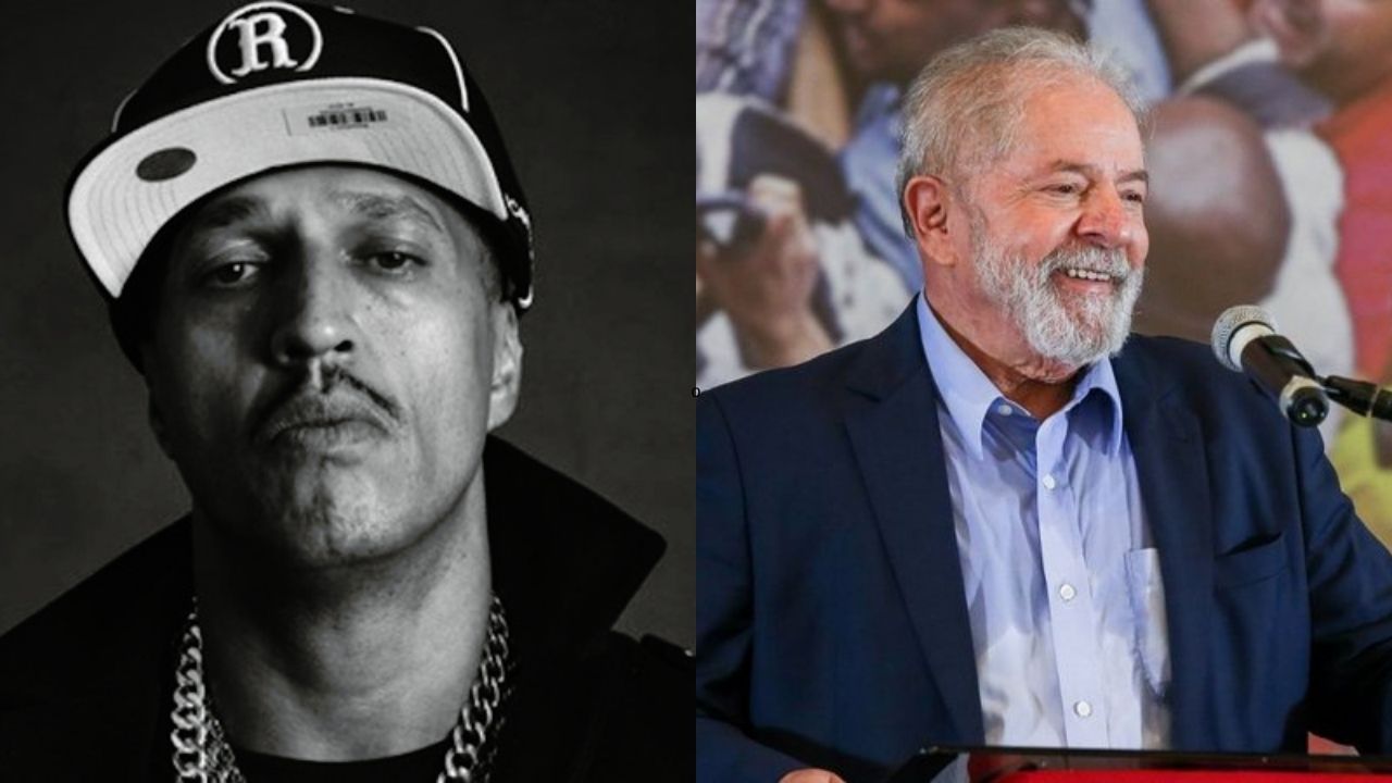 Mano Brown (Foto: Daryan Dornelles) e Lula fala em entrevista coletiva após anulação das condenações em março de 2021 (Foto: Alexandre Schneider/Getty Images)