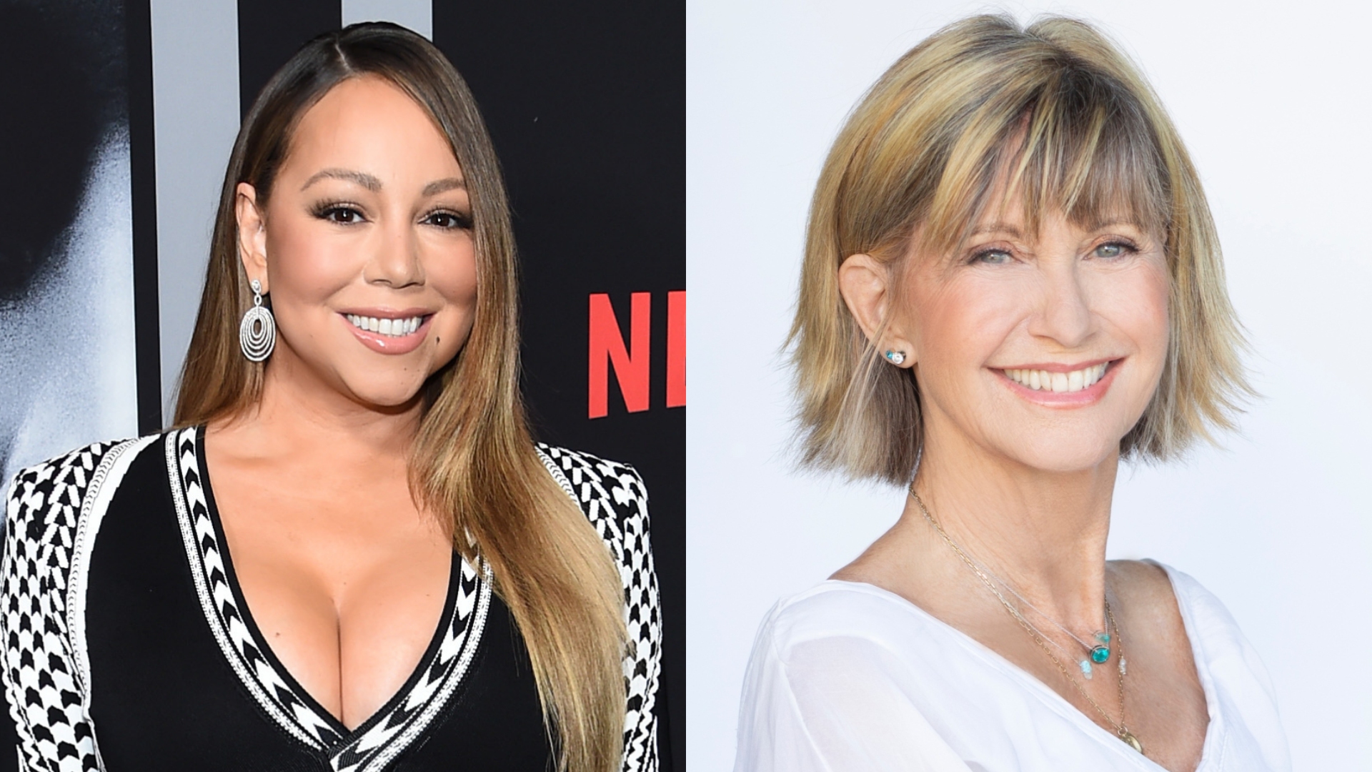 Mariah Carey (Foto: Jamie McCarthy / Getty Images) e Olivia Newton-John (Foto: Divulgação)