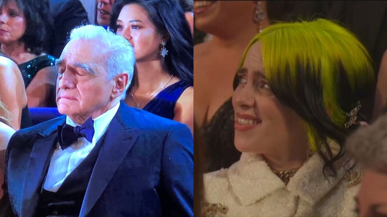 Martin Scorsese e Billie Eilish no Oscar 2020 (Fotos: Reprodução/Twitter)