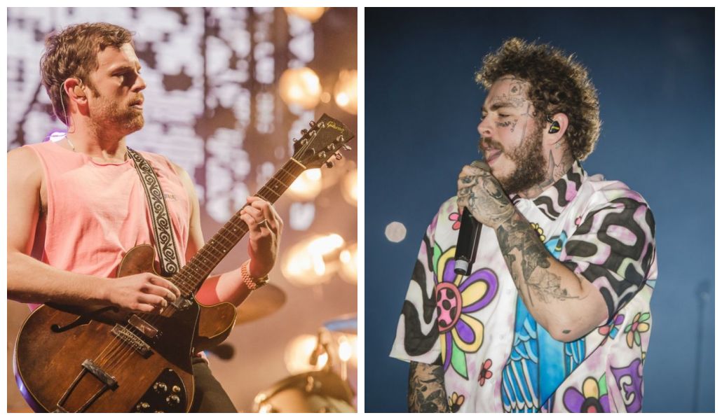 Montagem com imagens de Caleb Followill e Post Malone, atrações mais importantes do 2º dia de Lollapalooza  (Fotos: Camila Cara e Mila Maluhy)