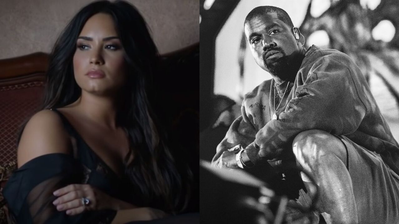 Montagem com Demi Lovato (Foto: Reprodução / Youtube) e Kanye West (Foto: Amy Harris / Invision / AP)