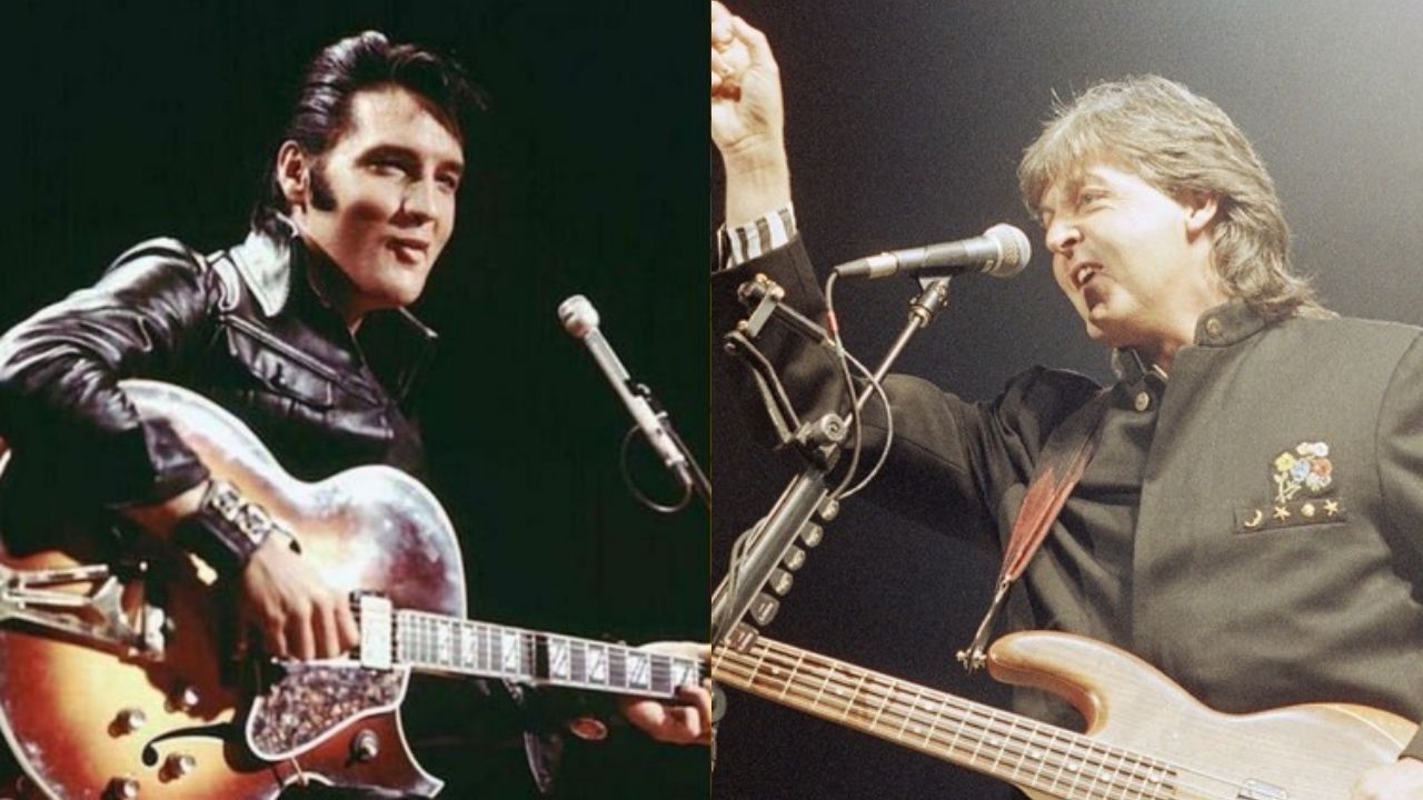 Montagem de Elvis Presley e Paul McCartney (Foto 1: Divulgação/NBC) (Foto 2: Tim Sharp / AP)