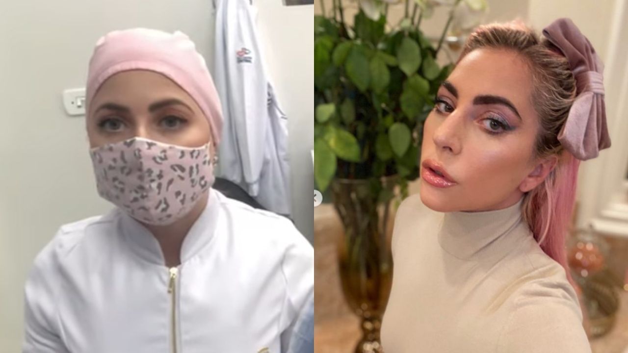 Montagem da dentista paranaense (Reprodução) e Lady Gaga (Reprodução/Instagram)