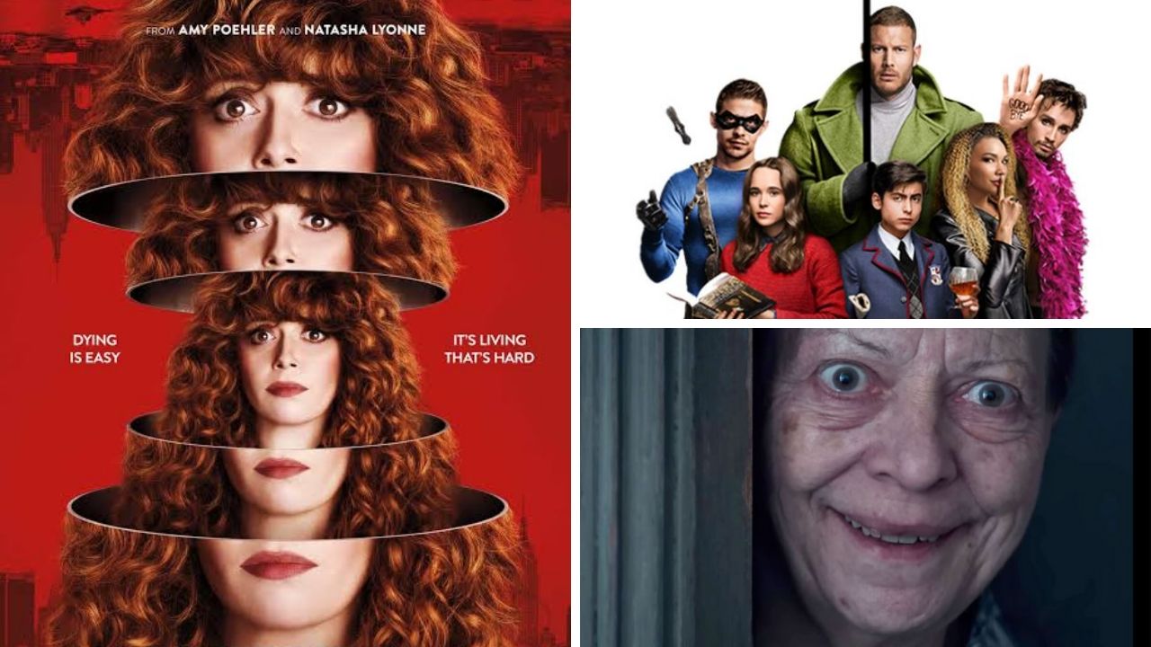 Boneca Russa (dir.), The Umbrella Academy (acima, esq.) e Marianne (abaixo, dir.) (Foto: Reprodução / Netflix)