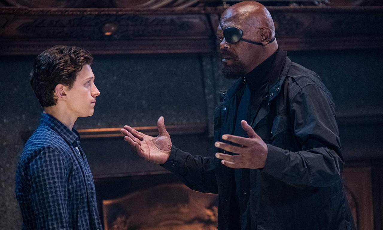 Tom Holland e Samuel L. Jackson em Homem-Aranha: Longe de Casa (Foto: Jay Maidment)