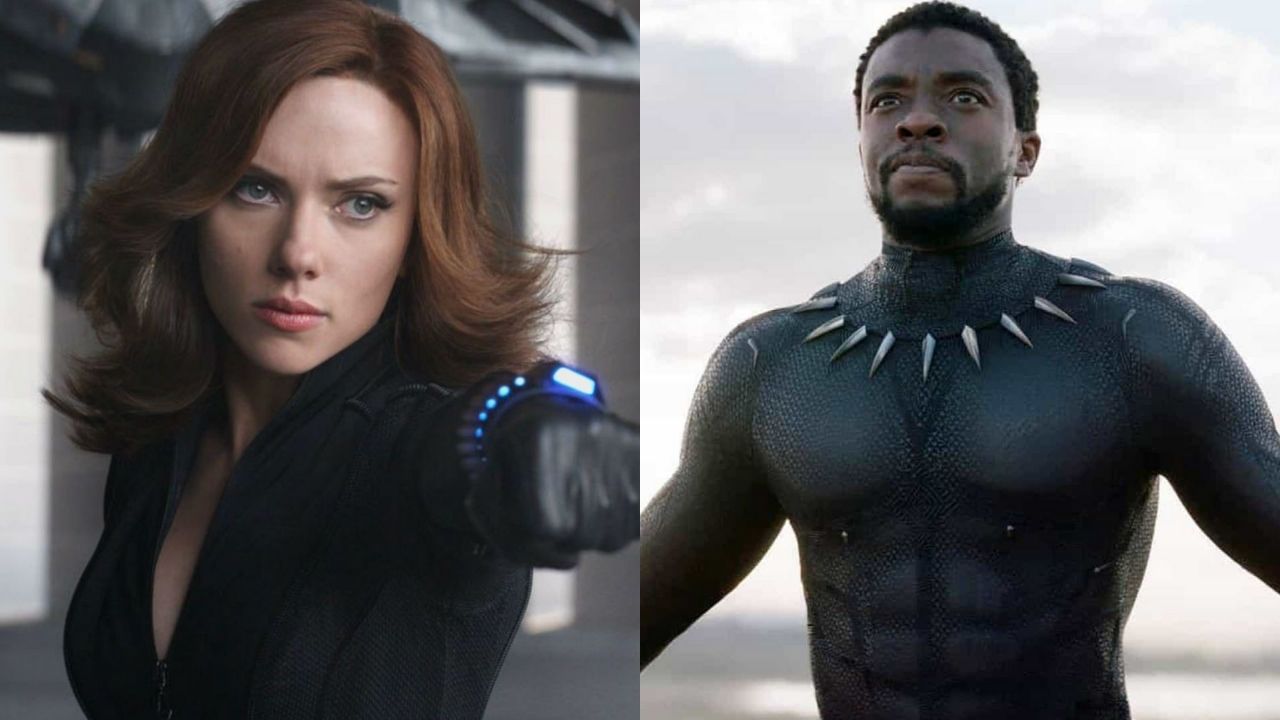 Montagem de Viúva Negra (Reprodução) e Pantera Negra (Reprodução)