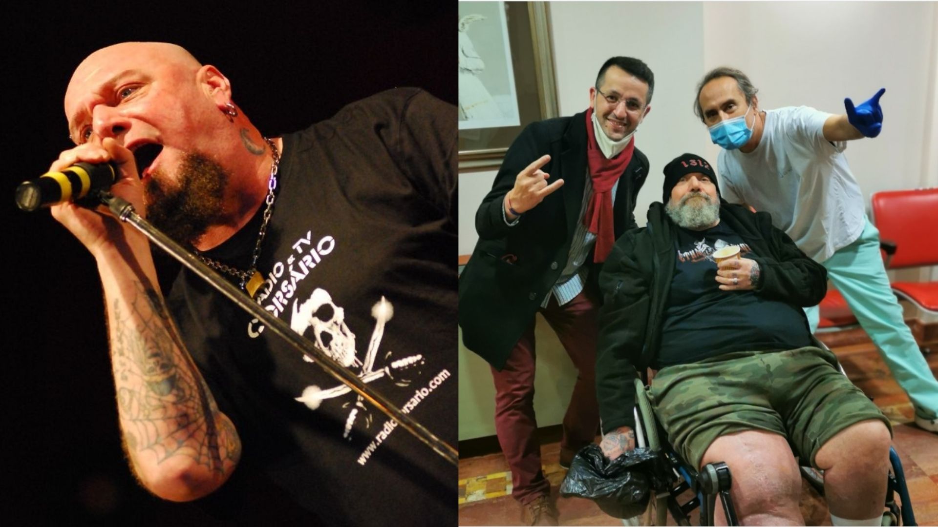 Paul Di'Anno (Foto: Wikicommons / Silvio Tanaka)/ Paul Di'Anno com o médico que fará cirurgia (Foto: reprodução/Instagram)