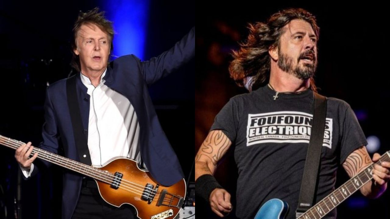 Paul McCartney (Foto: Reprodução / Kevin Winter / Getty Images) e Dave Grohl do Foo Fighters (Foto: Renan Olivetti/ I Hate Flash)