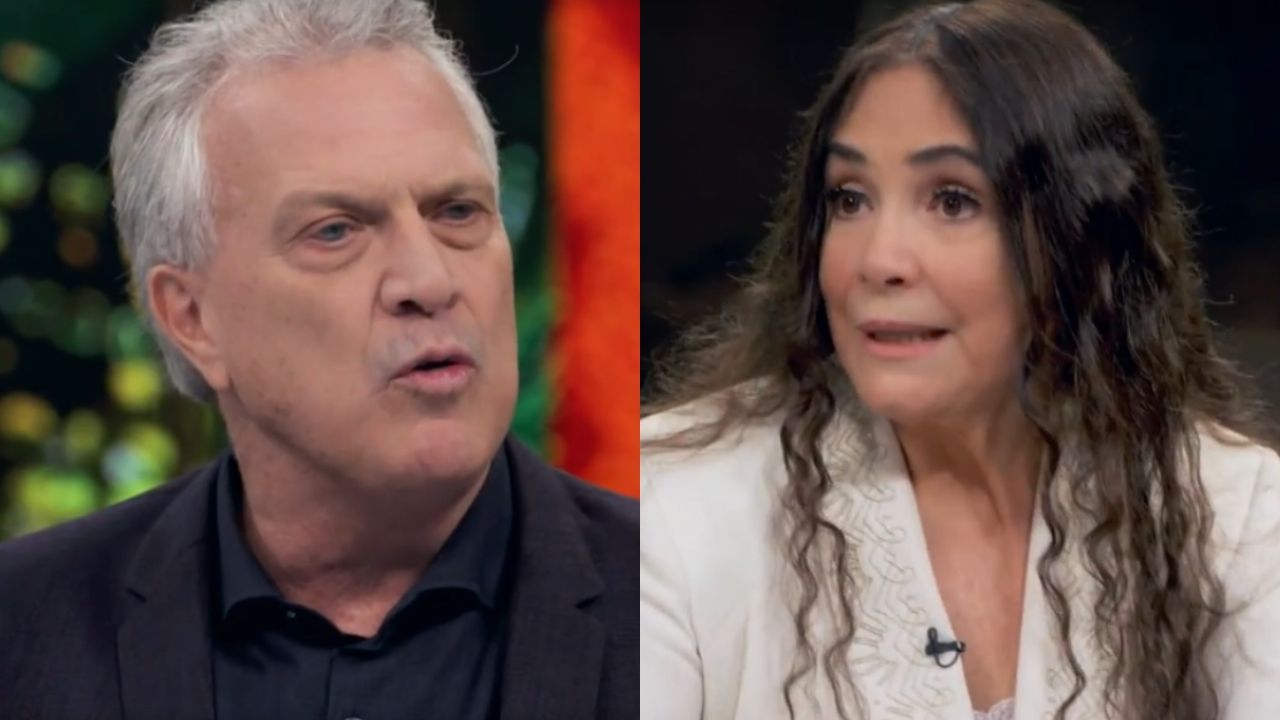 Pedro Bial e Regina Duarte no programa Conversa Com Bial em 2019 (Foto: Reprodução/Globoplay)