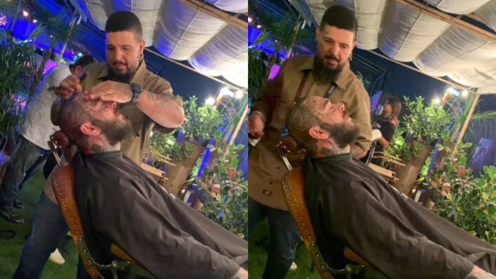 Post Malone e Baiano Barber (Foto: Reprodução/ Instagram/ @baiano.barber)