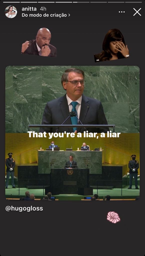 Anitta critica Bolsonaro