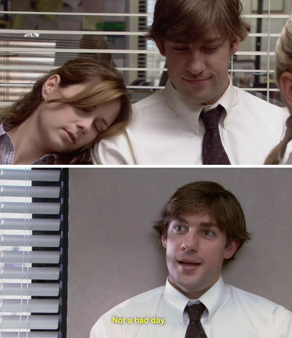 Quando Pam caiu no sono no ombro de Jim, The Office (Foto Reprodução NBC)