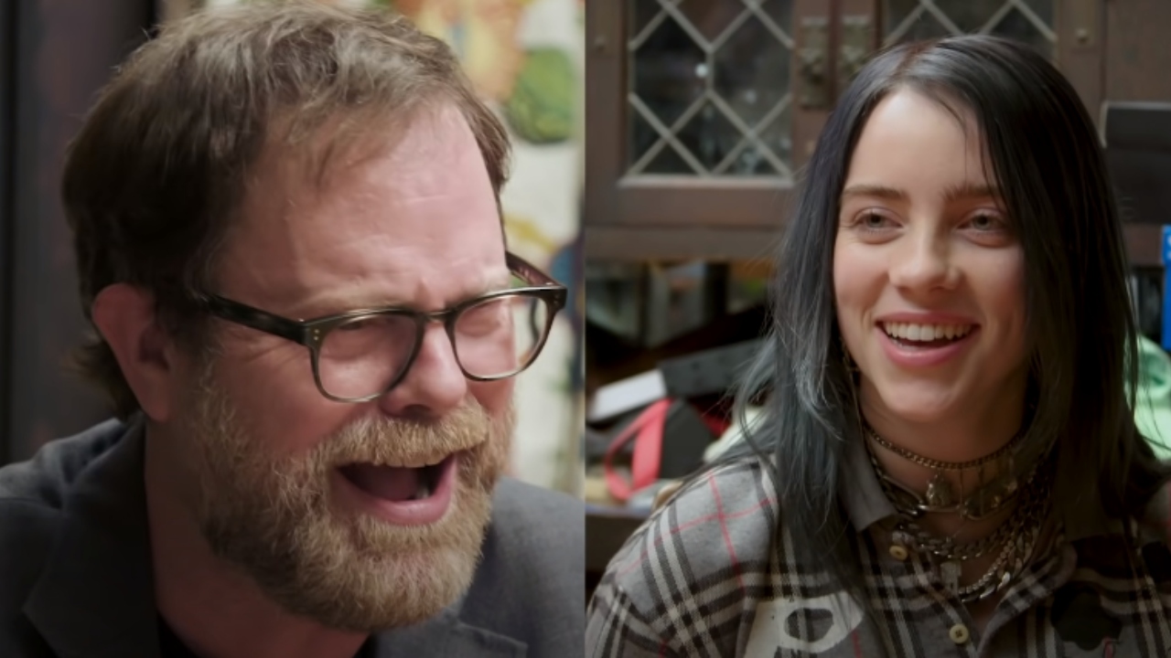 Rainn Wilson e Billie Eilish em live (Foto: Billboard / YouTube / Reprodução)
