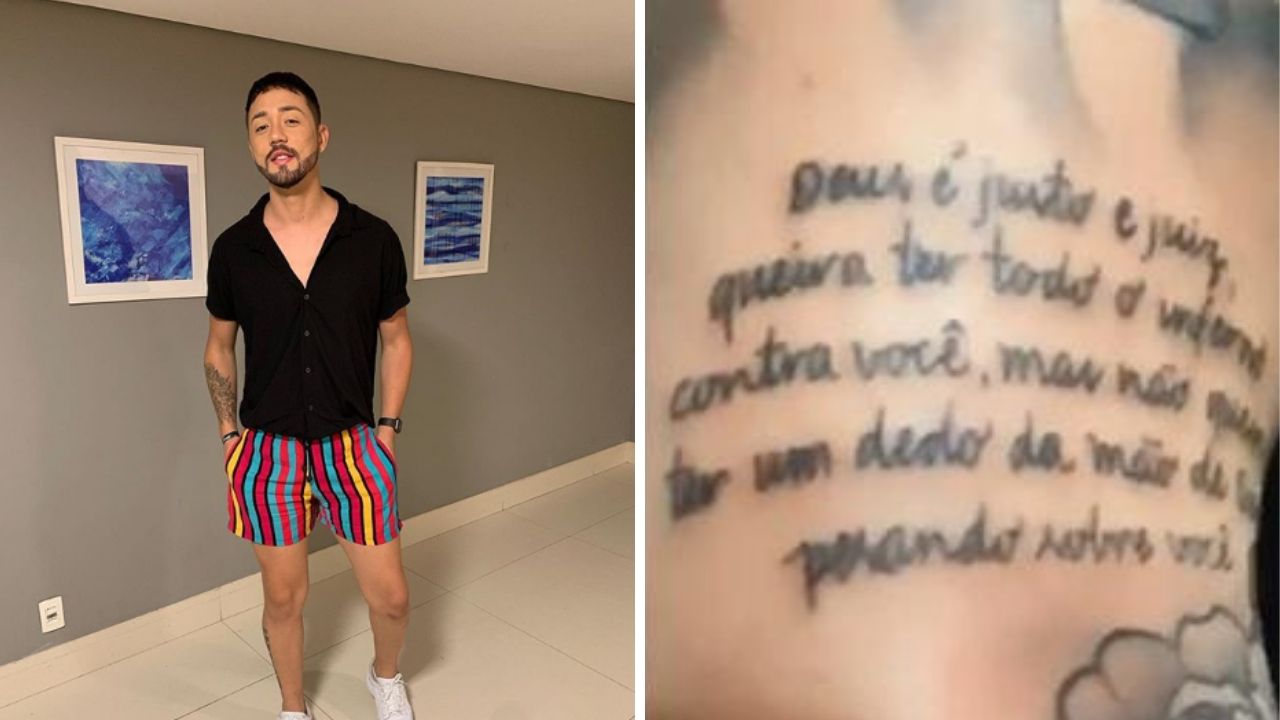 Rico Melquiades em foto e a tatuagem dele (Foto: Reprodução/Instagram)