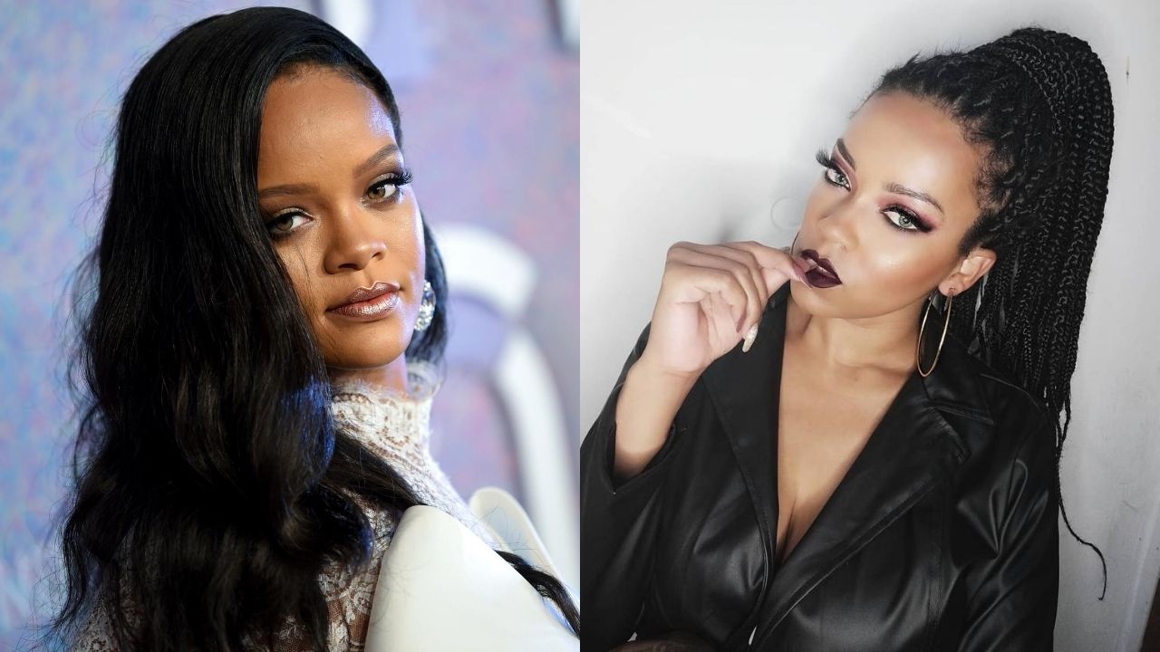 Rihanna (Foto: Evan Agostini/Invision/AP) e Priscila Beatrice, sósia brasileira (Foto: Reprodução/Instagram)