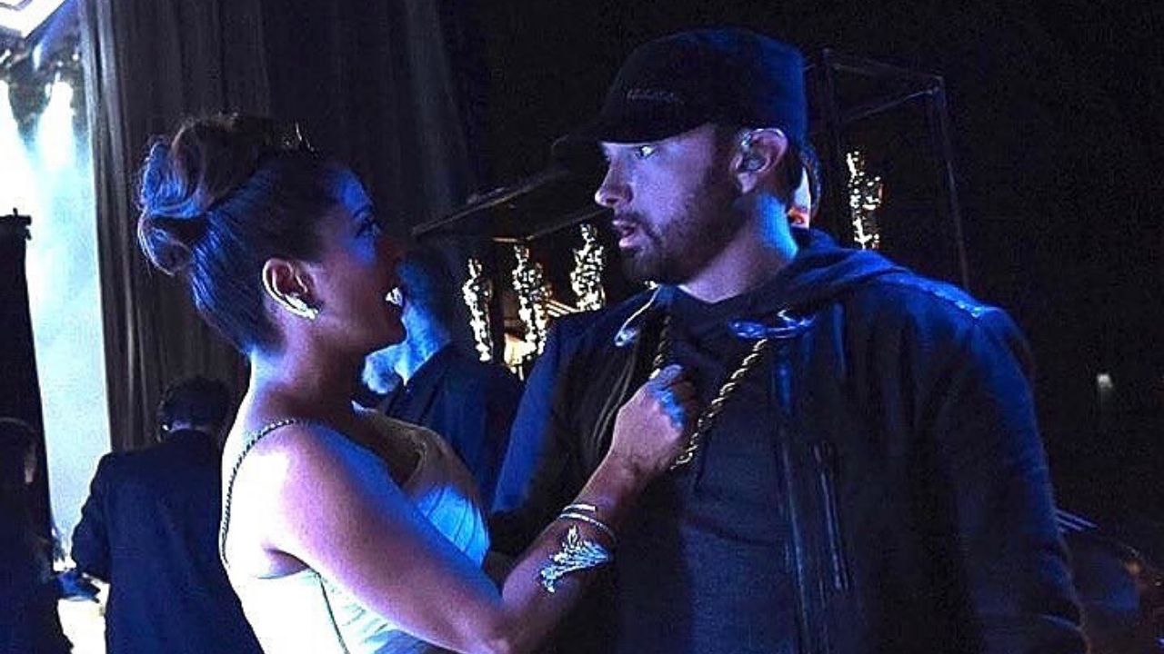 Salma Hayek e Eminem na cerimônia do Oscar (Foto: Instagram / Reprodução)