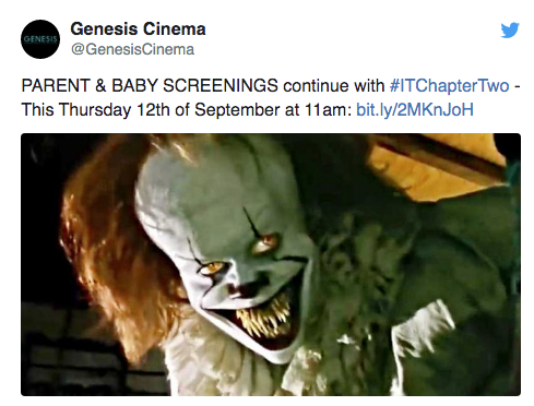 anúncio sessão It A Coisa 2 para pais e bebês