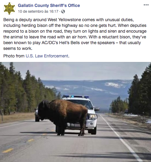 post facebook Gabinete do Xerife do Condado de Gallatin