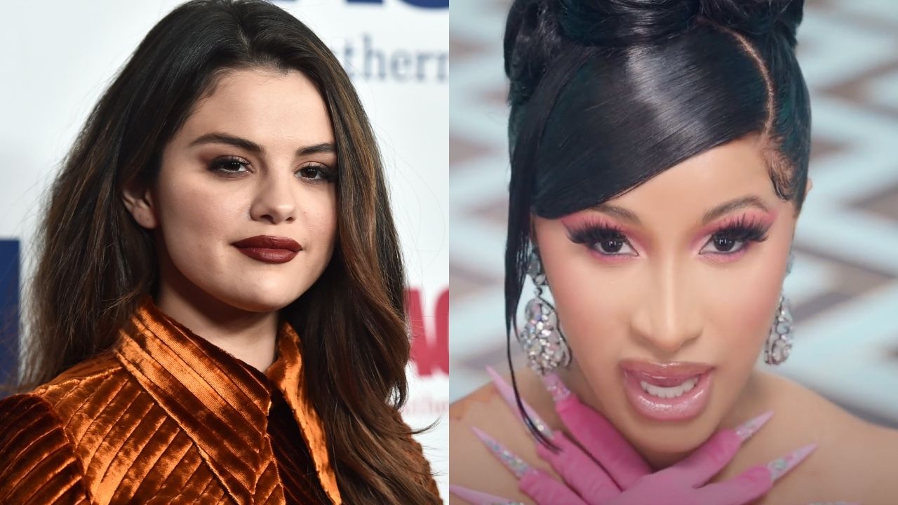 Selena Gomez (Foto: Alberto E. Rodriguez/Getty Images) | Cardi B no clipe de 'WAP' (Foto: Reprodução/Youtube)