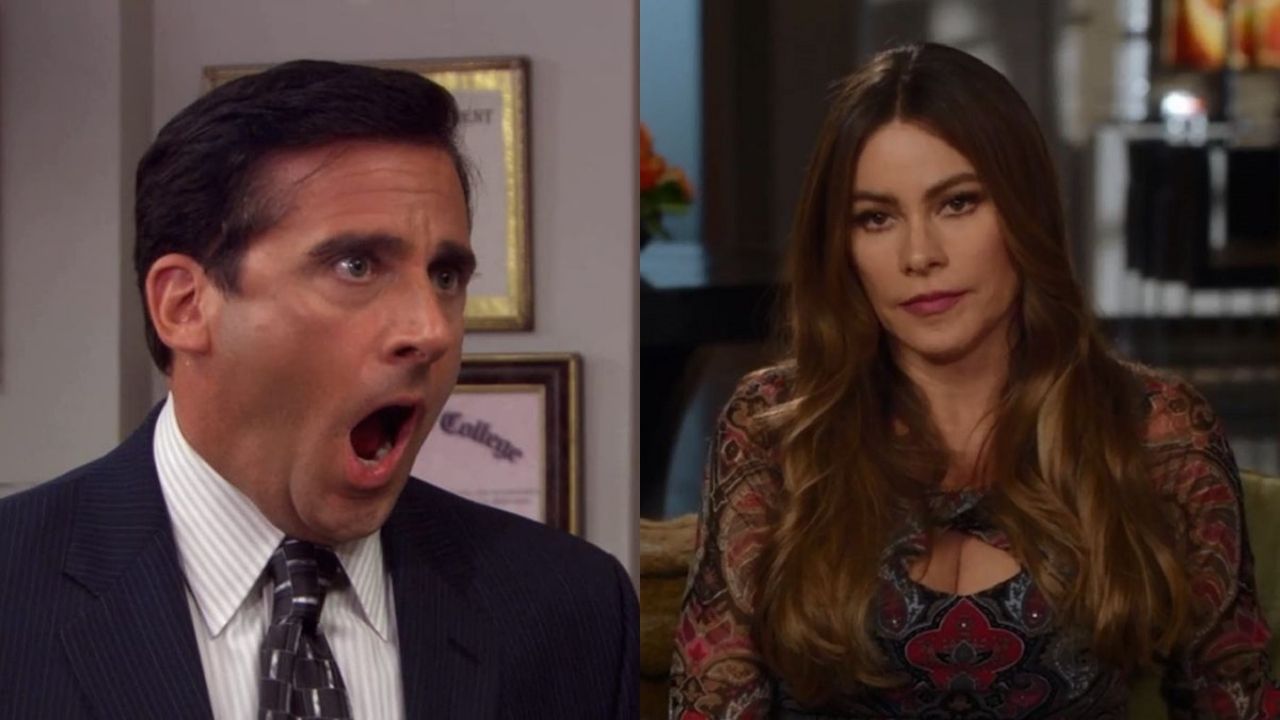 Steve Carell em The Office (Foto: Divulgação) e Sofia Vergara em Modern Family (Foto: Divulgação)