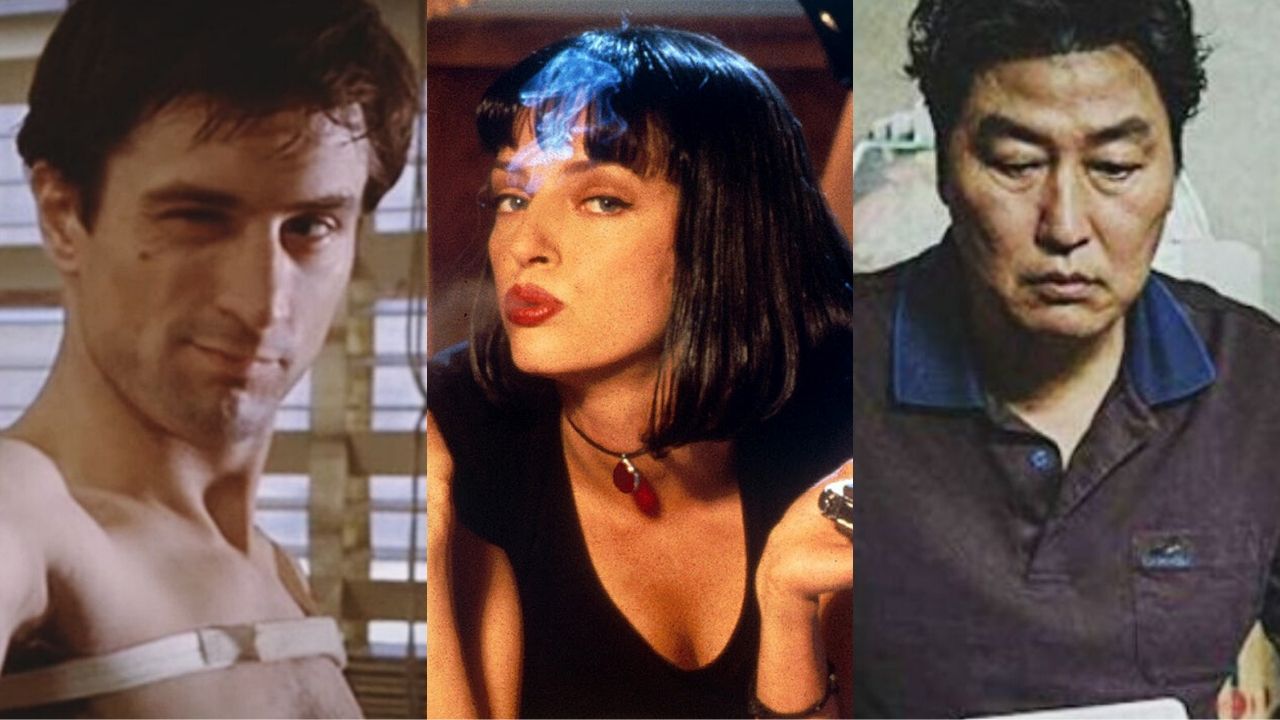Taxi Driver (Foto: Reprodução/Youtube), Pulp Fiction (foto: reprodução/ Miramax) e Parasita (Foto: Reprodução)