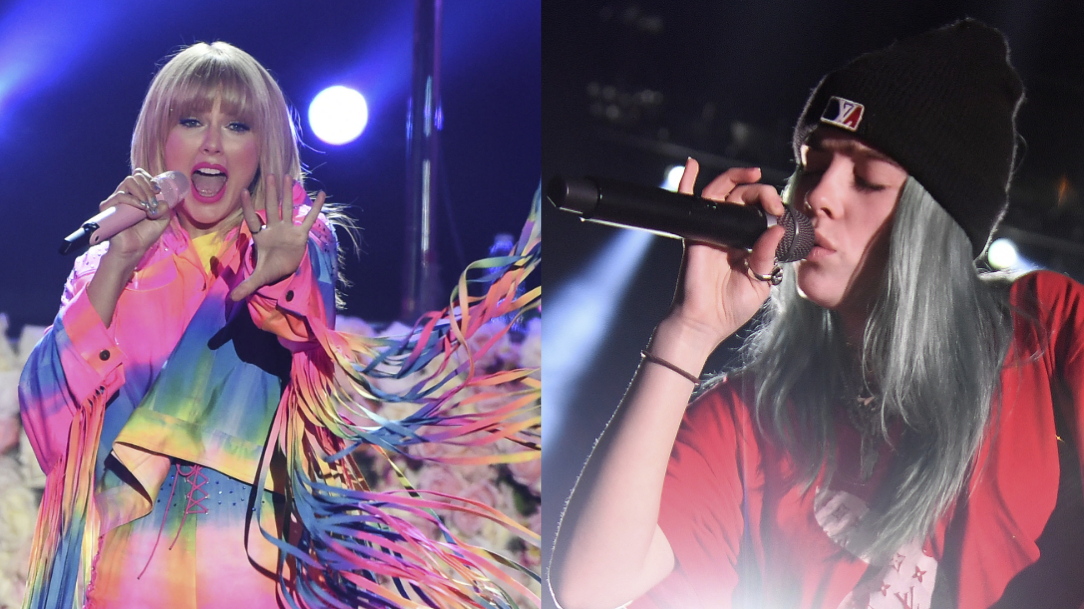 Taylor Swift e Billie Eilish (Foto 1: Chris Pizzello/AP e Foto 2: imageSPACE / MediaPunch / IPX)