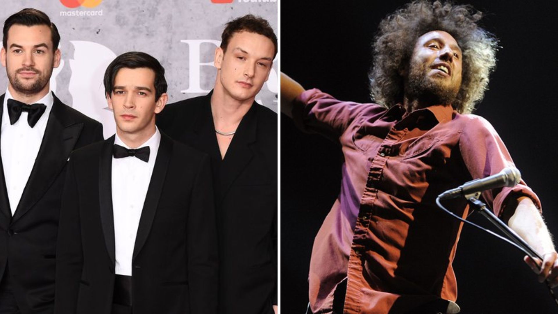 The 1975 (Foto: Jeff Spicer / Getty Images) e Zack de la Rocha, frontman do Rage Against The Machine (Foto: Getty Images)