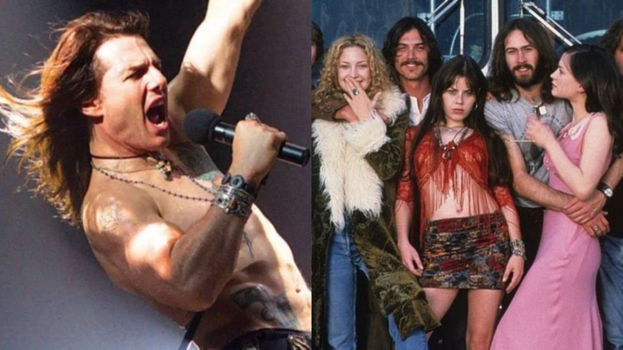 Tom Cruise em Rock of Ages (Foto: Reprodução) e Quase Famosos (Foto: Divulgação/DreamWorks)