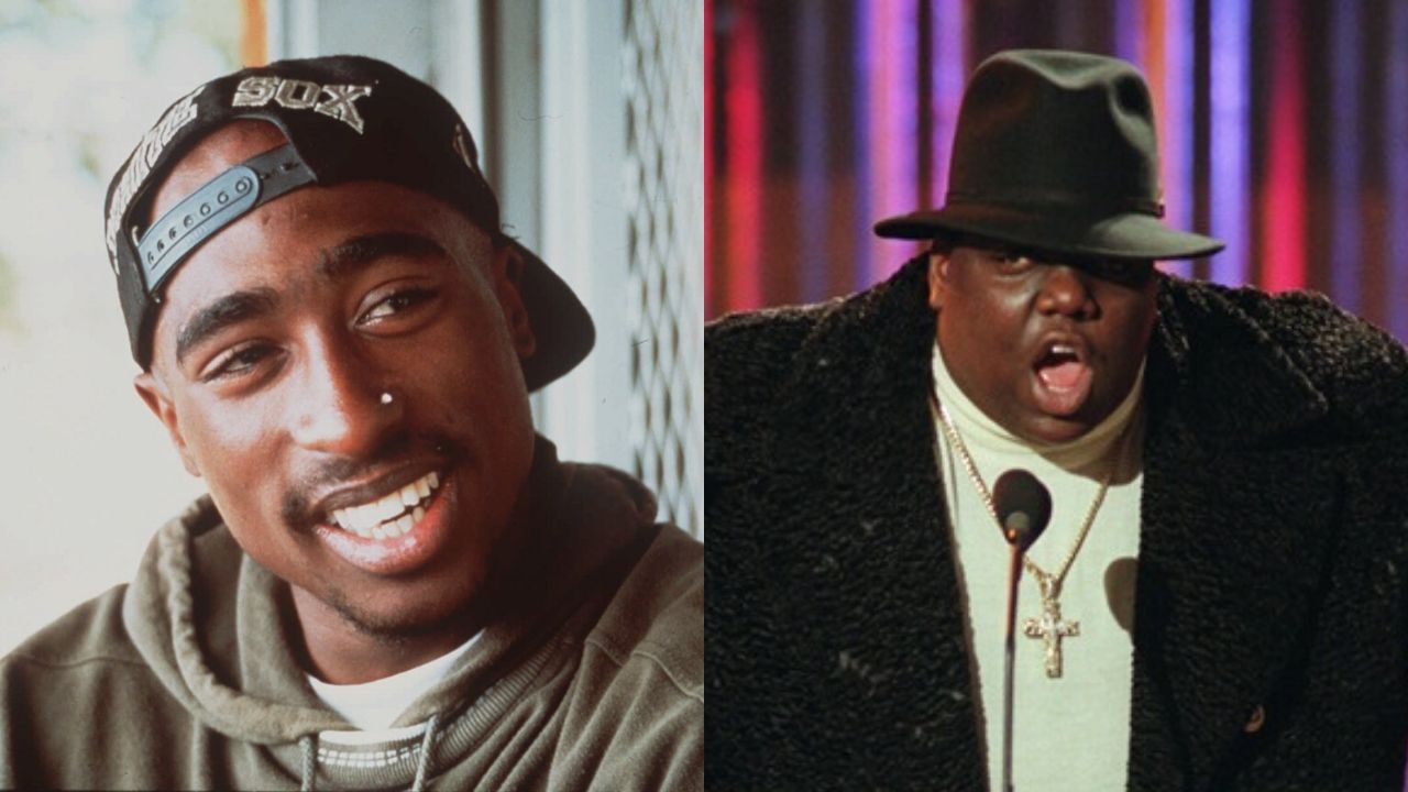 Tupac e Notorious B.I.G. (Foto 1: AP Images/ Foto 2: AP Photo/Mark Lennihan)