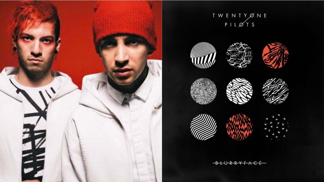 Twenty One Pilots (Foto: Jabari Jacobs/Divulgação) e capa do Blurryface (Foto: Reprodução)