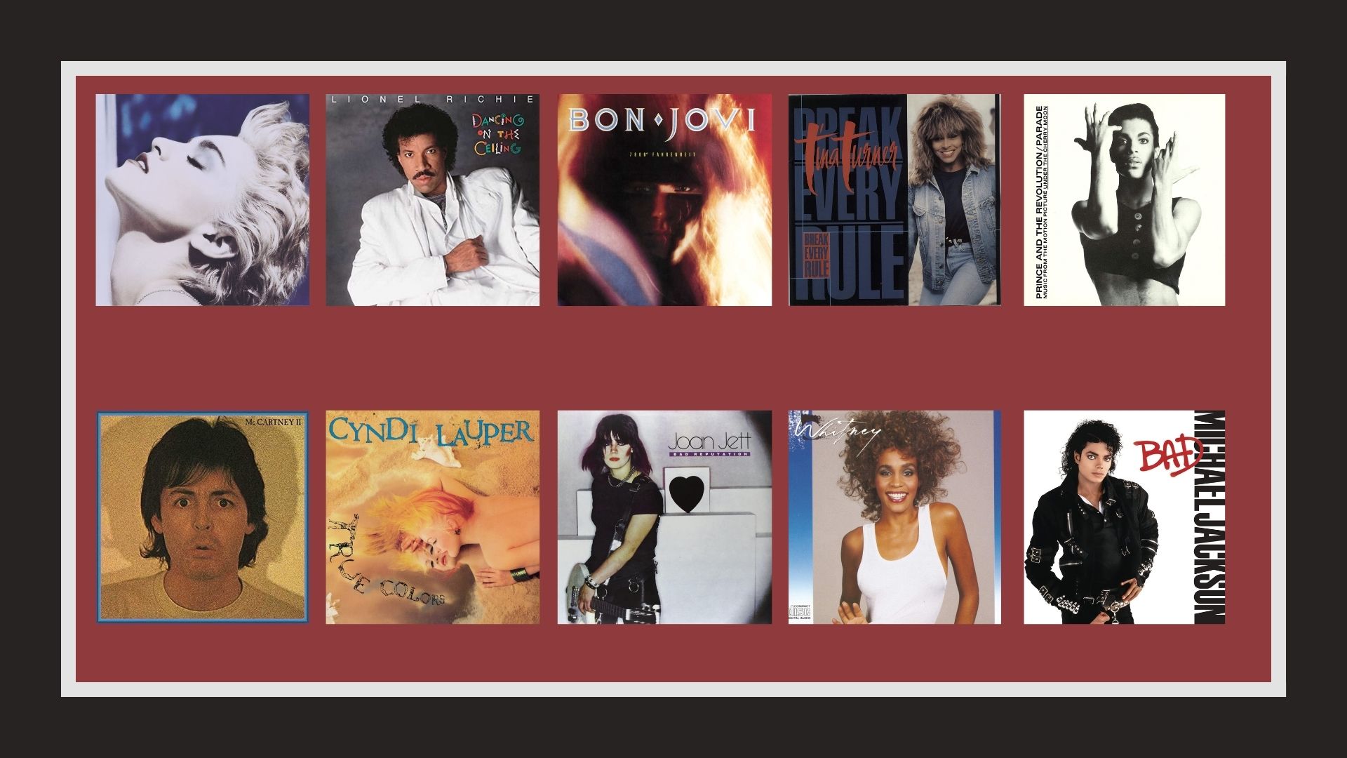 Capa dos discos de grandes artistas dos anos 80