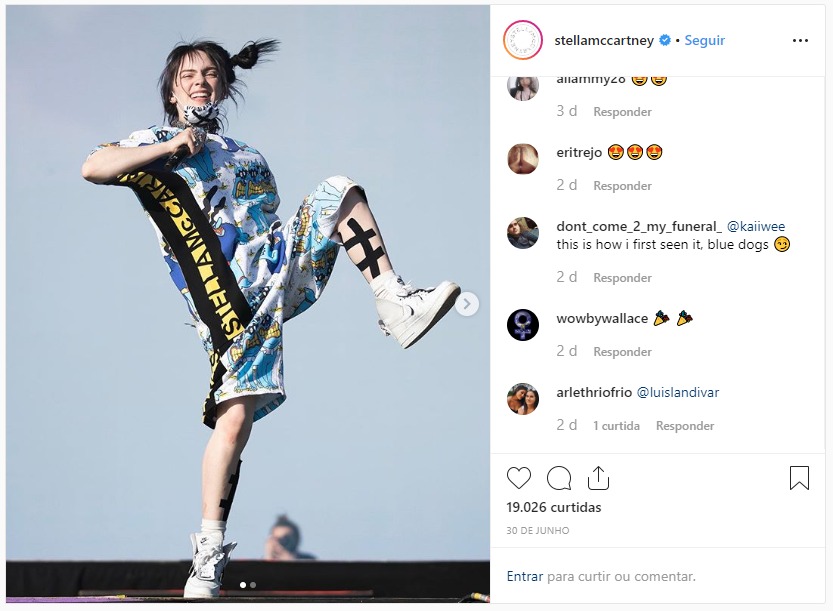 Billie Eilish usa Stella McCartney (Foto: Reprodução / Instagram)
