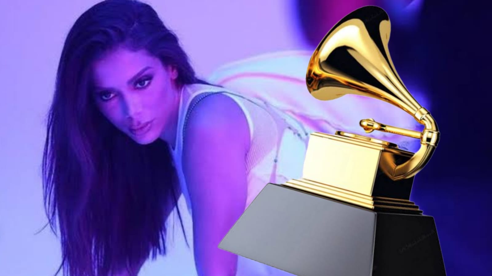 Anitta e Estatueta do Grammy (Foto: Divulgação)